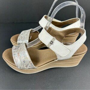DONTED Stylish White and Silver Wedge Sandals